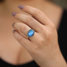 Small Oval Rainbow Moonstone Ring Image