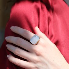 Natural Blue Chalcedony with Diamond Ring