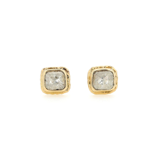 Rectangular Rustic Diamond Gold Post Earrings Image