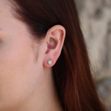 Rectangular Rustic Diamond Gold Post Earrings Image