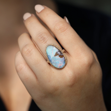 Vertical Boulder Opal Silver and 14k Rose Gold Top Ring Image