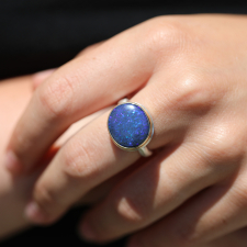 Oval Australian Black Opal Ring Image