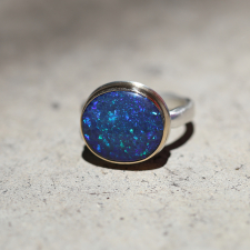 Oval Australian Black Opal Ring Image
