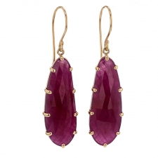 Asymmetrical Indian Ruby Prong Gold Earrings