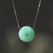 Chrysoprase Flower Necklace with Diamond