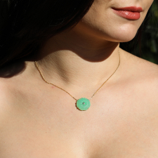 Chrysoprase Flower Necklace with Diamond