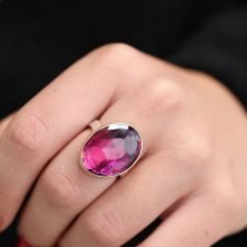 Vertical Oval Rose Cut Pink Tourmaline Ring Image