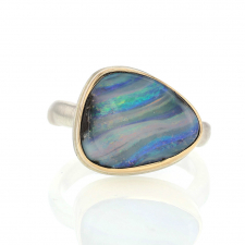 Asymmetrical Small Silver and Gold Boulder Opal Ring