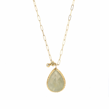 Teardrop Faceted Linen Sapphire Gold Necklace Image