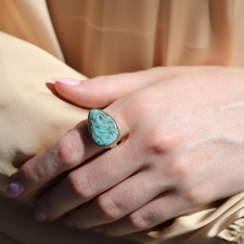 Egyptian Turquoise Silver and Gold Ring Image