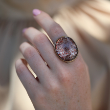 Vertical Seven Mineral Stone Silver and Gold Ring