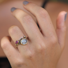 Aquamarine and Ruby Silver and Gold Seafire Ring Image