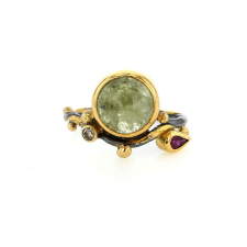 Seafire Ring with Ruby, Grossular Garnet and Champagne Diamond Image