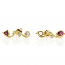 Diamond and Ruby Seafire Post Stud Earrings