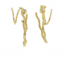 Medium 18k Yellow Gold Twisted Hoop Earrings with Diamonds Image