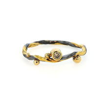 Oxidized Silver and Gold Seafire Ring with Champagne Diamond Image