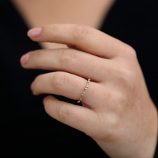 Diamond Dotted Beige Gold Ring Image