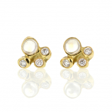 Moonstone and Diamond 18k Gold Moonlight Stud Earrings