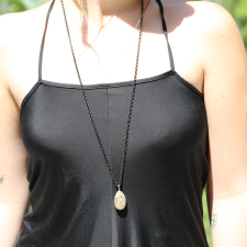 Double Almond Silver and Gold Long Necklace