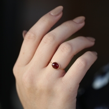 Faceted Oval Garnet 18k Gold Ring