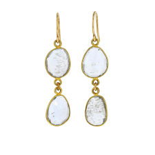 Double Drop Moss Aquamarine Gold Earrings Image