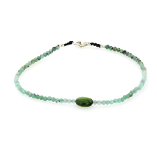 Emerald and Chrome Diopside Beaded Bracelet