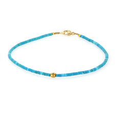 Heishi Turquoise 18K Gold Beaded Bracelet