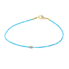 Turquoise and Cognac Diamond Beaded Bracelet