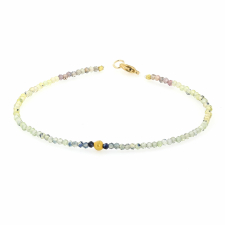 Multi-Color Sapphire 18K Gold Beaded Bracelet