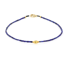 Lapis 18K Gold Beaded Bracelet