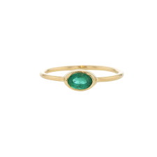 Emerald Small Oval 14k Gold Ring Image