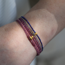 Pink Tourmaline Beaded Gold Bracelet