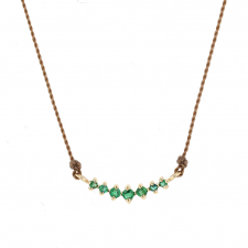 Small Curved Bar Emerald 14k Gold Necklace