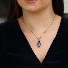 Labradorite and Sapphire Gold Nylon Cord Necklace