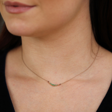 Small Curved Bar Emerald 14k Gold Necklace Image