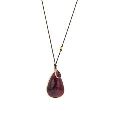 XL Ruby and Tourmaline Nylon Cord Necklace