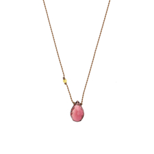 Tourmaline with 18K Gold Bead Nylon Cord Necklace Image