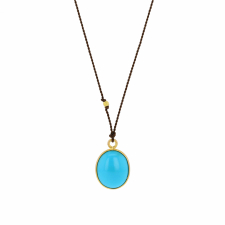 Sleeping Beauty Turquoise Cabochon Nylon Cord Necklace Image