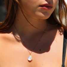 Teardrop Rainbow Moonstone Gold Necklace on Nylon Cord Image