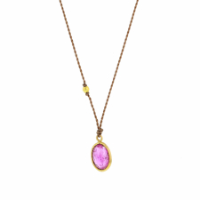 Tiny Ruby Gold Necklace on Nylon Cord