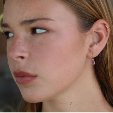 Small Ruby Gold Drop Earrings