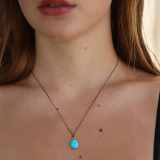 Sleeping Beauty Turquoise Cabochon Nylon Cord Necklace Image