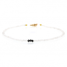 White Zircon and Black Diamond Beaded Bracelet