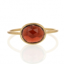 Faceted Oval Garnet 18k Gold Ring