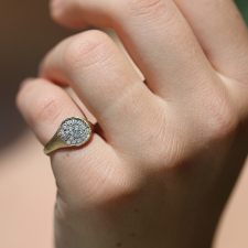 White Diamond Cluster Signet Pinky Ring