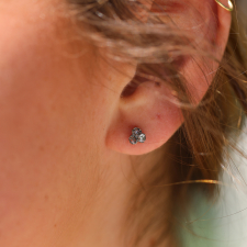 Petite White Gold Triple Rose Cut Diamond Stud Earrings Image