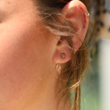 Small Yellow Gold Star Diamond Earrings Image