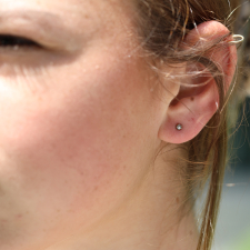 Tiny Grey Diamond White Diamond Post Stud Earrings Image