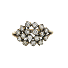 Gold Champagne Diamond Cluster Ring