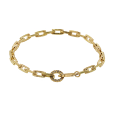 Yellow Gold Link Bracelet with Brown Diamond Accents Image